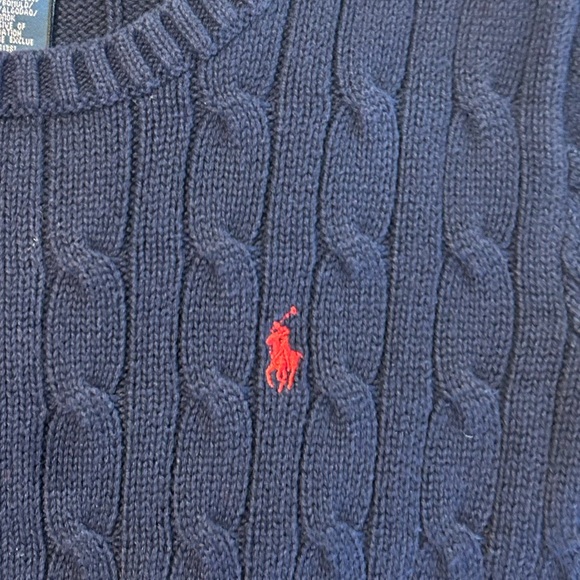 Ralph Lauren Polo Cableknit Navy Blue Crewneck Sweater Size 5 - Picture 4 of 5